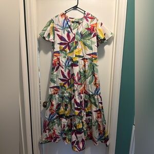 Chico's Vibrant Leaf Print Maxi Dress
